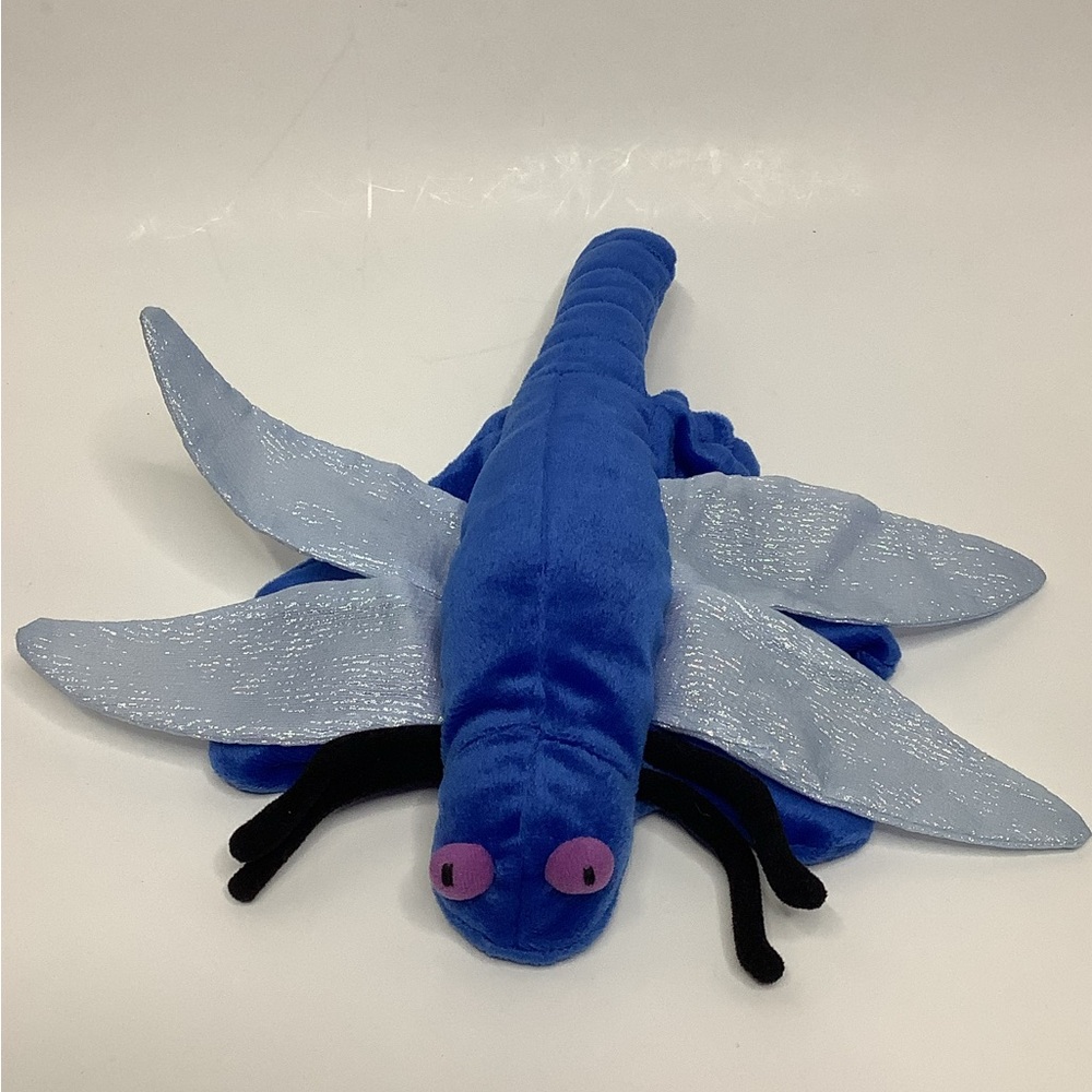 Caltoy Blue Dragonfly Plush Hand Puppet Glove Sparkly Glitter Wings 10” Insect